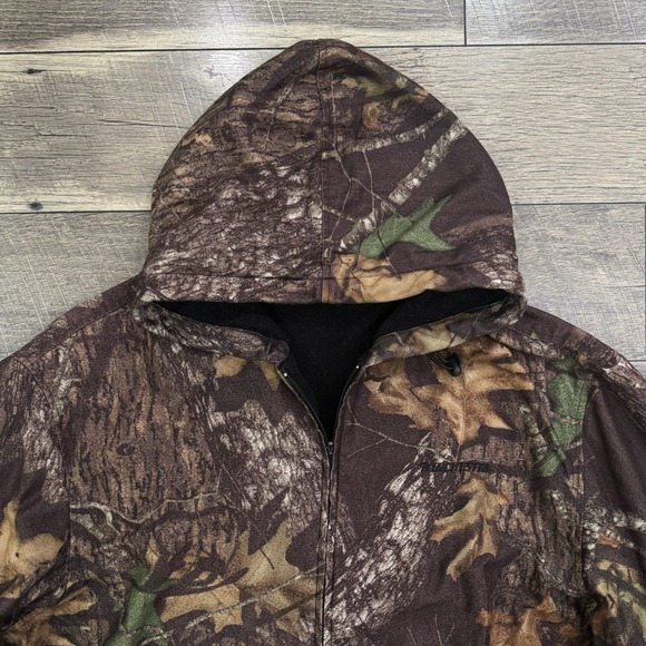 VTG Manchester Realtree Camo Fleece Hoodie Jacket Zip Up Outdoor Hunting Mens XL - Picture 6 of 12